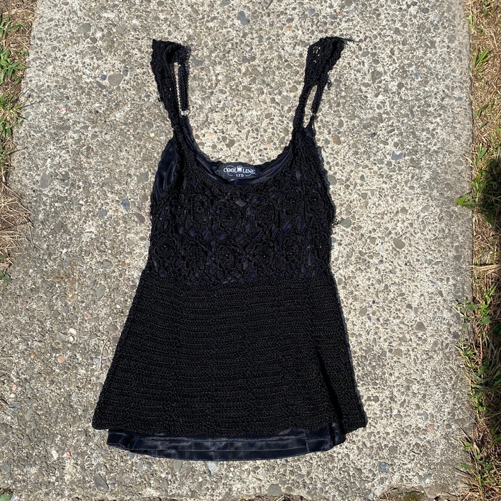 Cool Line LTD Black Crotchet Knit Top